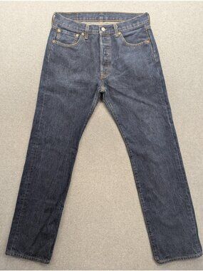 Levis 501 Jeans Mens 33x32 Blue Medium Wash Straight Button Fly Denim Classic